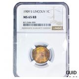 1909-S Wheat Cent NGC MS65 RB