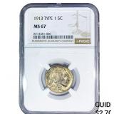 1913 Buffalo Nickel NGC MS67 Type 1