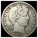 1915-S Silver Barber Half Dollar LIGHTLY CIRCULATE