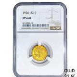 1926 $2.50 Gold Quarter Eagle NGC MS64