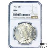 1927-S Silver Peace Dollar NGC MS62