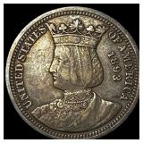 1893 Columbian Exposition Quarter Dollar NEARLY UN