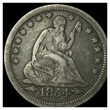 1854 Arrows Seated Liberty Quarter NEARLY UNCIRCUL