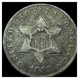 1852 Silver Three-Cent Piece NEARLY UNCIRCULATED
