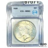 1926 Silver Peace Dollar ICG MS63