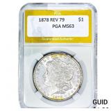1878 Rev 79 Morgan Silver Dollar PGA MS63