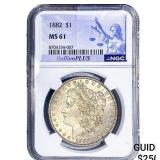 1882 Morgan Silver Dollar NGC MS61