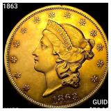 1863 $20 Gold Double Eagle CHOICE AU