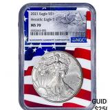 2001 Silver Eagle NGC MS70 Heraldic Eagle T-1