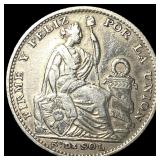 1895 TF Peru Silver 1/5 Sol