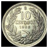 1933So Chile Copper Nickel 10 Centavos