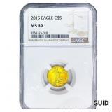 2015 1/10oz Gold Eagle $5 NGC MS69