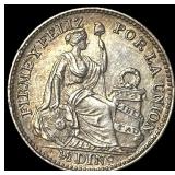 1909 FG Peru Silver 1/2 Dinero