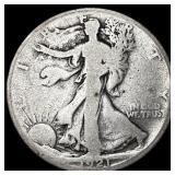1921-S Silver Walking Liberty Half Dollar NICELY C
