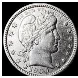 1900 Barber Silver Quarter CHOICE AU