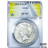 1935 Silver Peace Dollar ANACS AU55