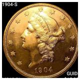 1904-S $20 Gold Double Eagle CHOICE BU PL