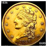 1836 $2.50 Gold Quarter Eagle CHOICE AU