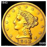 1843 $2.50 Gold Quarter Eagle CHOICE AU