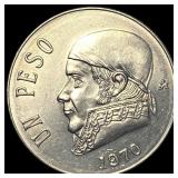 1970Mo Mexico Copper Nickel 1 Peso