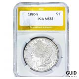 1880-S Morgan Silver Dollar PGA MS65