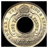 1908 British West Africa Copper Nickel 1/10 Penny