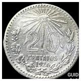 1926 Mexico Silver 20 Centavos