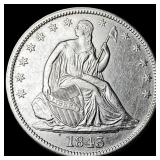 1843 Seated Liberty Half Dollar CHOICE AU