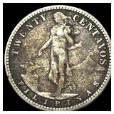 1908S Philippines Silver 20 Centavos