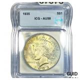 1935 Silver Peace Dollar ICG AU58