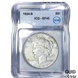 1924-S Silver Peace Dollar ICG EF45