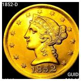 1852-D $5 Gold Half Eagle CHOICE BU