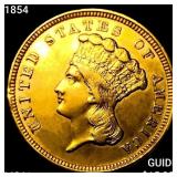 1854 $3 Gold Piece UNCIRCULATED