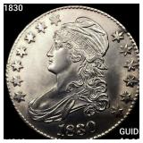 1830 Capped Bust Half Dollar UNCIRCULATED +