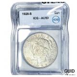 1928-S Silver Peace Dollar ICG AU53