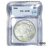 1934 Silver Peace Dollar ICG AU58