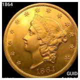 1864 $20 Gold Double Eagle CHOICE BU