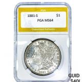 1881-S Morgan Silver Dollar PGA MS64