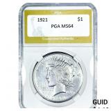 1921 Silver Peace Dollar PGA MS64