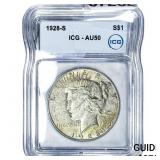 1928-S Silver Peace Dollar ICG AU50