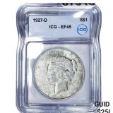 1927-D Silver Peace Dollar ICG EF45