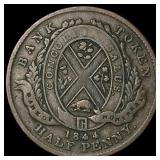 1844 Lower Canada Copper 1/2 Penny