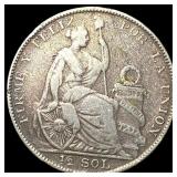 1929 Peru Silver 1/2 Sol