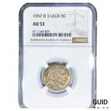 1937-D Buffalo Nickel NGC AU53 3 Legs