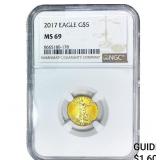 2017 1/10oz Gold Eagle $5 NGC MS69