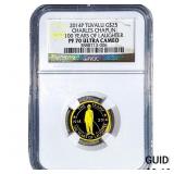 2014P Tuvalu Gold $25 1/4oz AGW Chaplin 100 Years