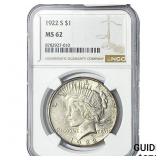 1922-S Silver Peace Dollar NGC MS62