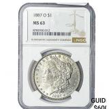 1887-O Morgan Silver Dollar NGC MS63