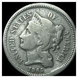 1865 Nickel Three-Cent Piece LIGHTLY  CIRCULATED