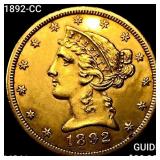 1892-CC $5 Gold Half Eagle UNCIRCULATED